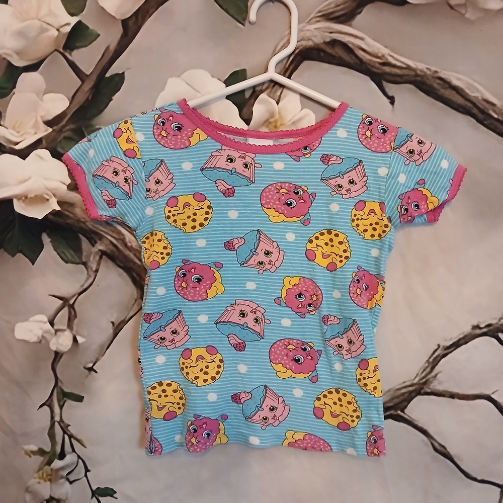 Shopkins Blue and Pink Cartoon Print T-Shirt
